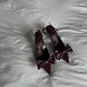 Elegant Burgundy Bow Heels